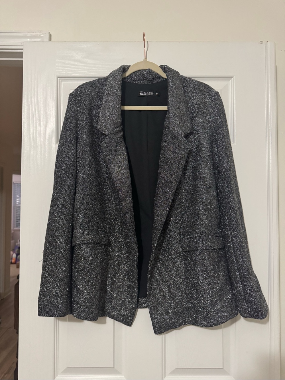 7th Avenue Design Studio Metallic Charcoal Blazer